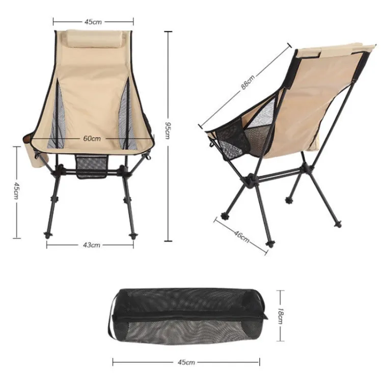 Outdoor Camping Aluminum Alloy Portable Folding Beach Chair, Colour: With Pocket (Blue Gray)