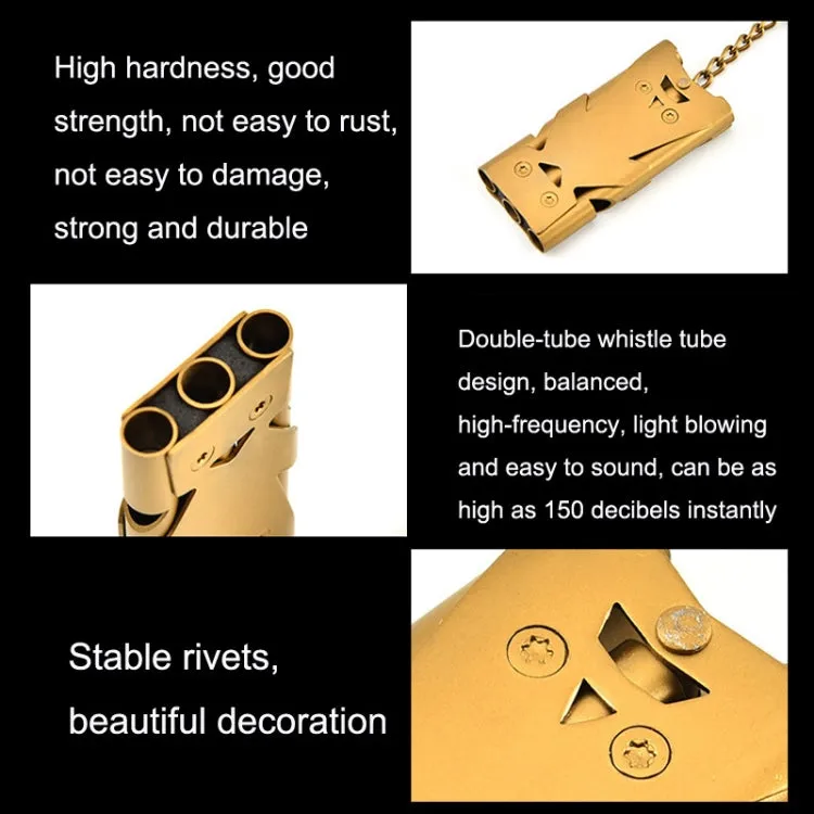 Outdoor High Decibel Stainless Steel Three-Tube Survival Rescue Whistle(Gold)