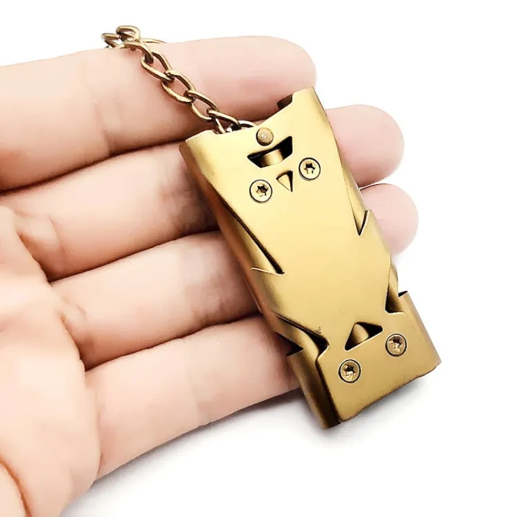 Outdoor High Decibel Stainless Steel Three-Tube Survival Rescue Whistle(Gold)