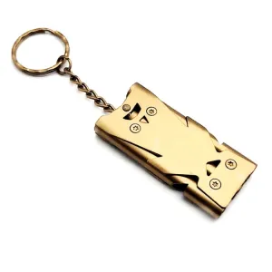 Outdoor High Decibel Stainless Steel Three-Tube Survival Rescue Whistle(Gold)