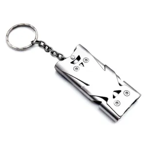 Outdoor High Decibel Stainless Steel Three-Tube Survival Rescue Whistle(Silver)