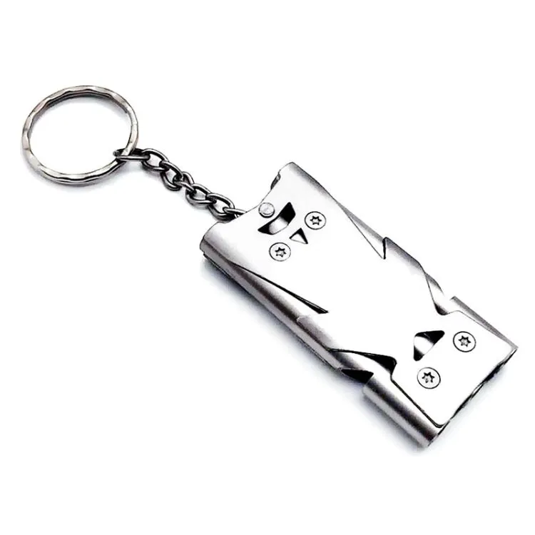 Outdoor High Decibel Stainless Steel Three-Tube Survival Rescue Whistle(Silver)