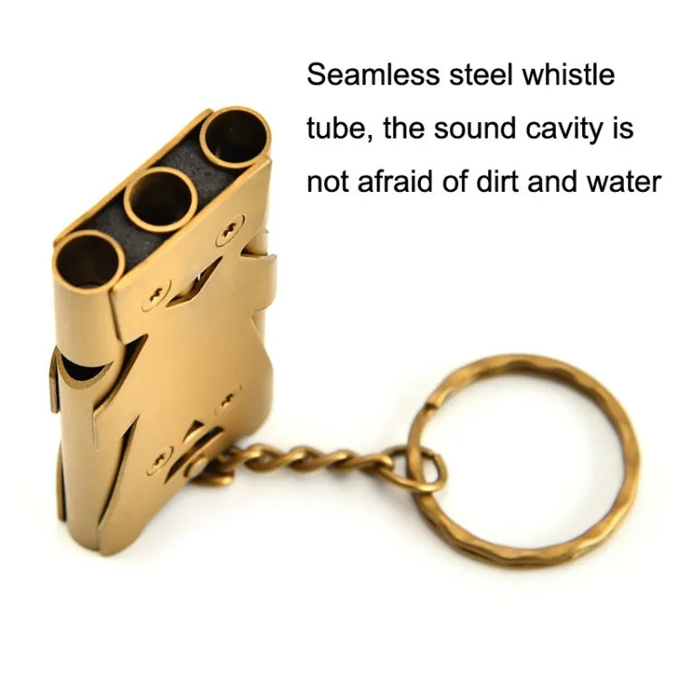 Outdoor High Decibel Stainless Steel Three-Tube Survival Rescue Whistle(Silver)