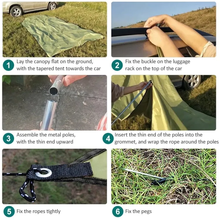 Outdoor Picnic Camping Tent On The Side Of The Car Vehicle Rain-proof Sunshade Canopy 300x150cm(Khaki)