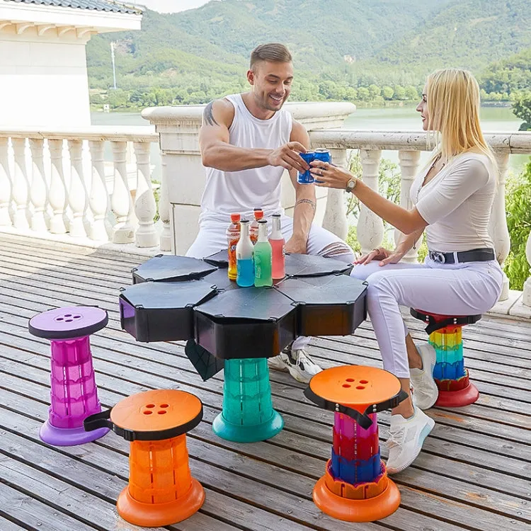 Outdoor Portable Lotus Heightened Folding Telescopic Stool(Shining Blue)