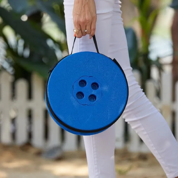 Outdoor Portable Lotus Heightened Folding Telescopic Stool(Shining Blue)