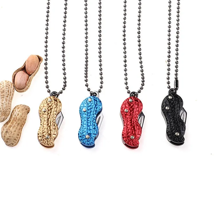 Peanut Shape Necklace Knife Carry Stainless Steel Folding Knife(Random Color Delivery)