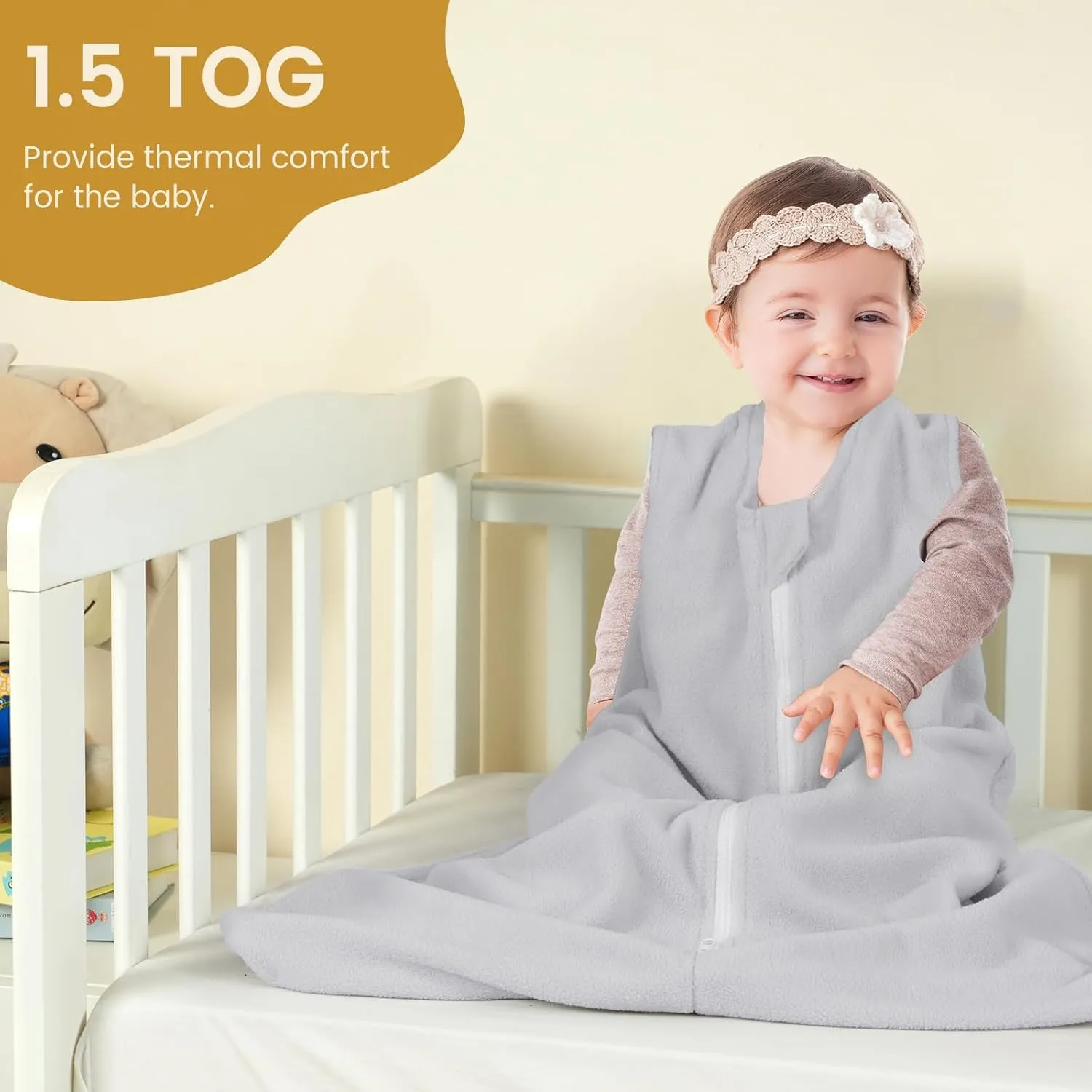 PHF 3 Pack Warm Micro-Fleece Baby Sleep Sack 6-12 Months, Soft Baby Wearable Blanket, 2-Way Zipper Sleeping Bags, Comfy Sleeping Sack for Infant Newborn Boys, Medium Size, Snow White&Grey&Blue