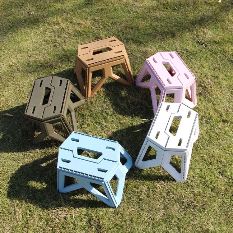 Portable Thickened Plastic Folding Stool Outdoor Fishing Stool, Color: Pink