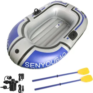ptlsy Inflatable Boat, Swimming Pool Lake Float Raft for Adults, Portable Fishing Boat Raft for Lake with Oars Hand Pump