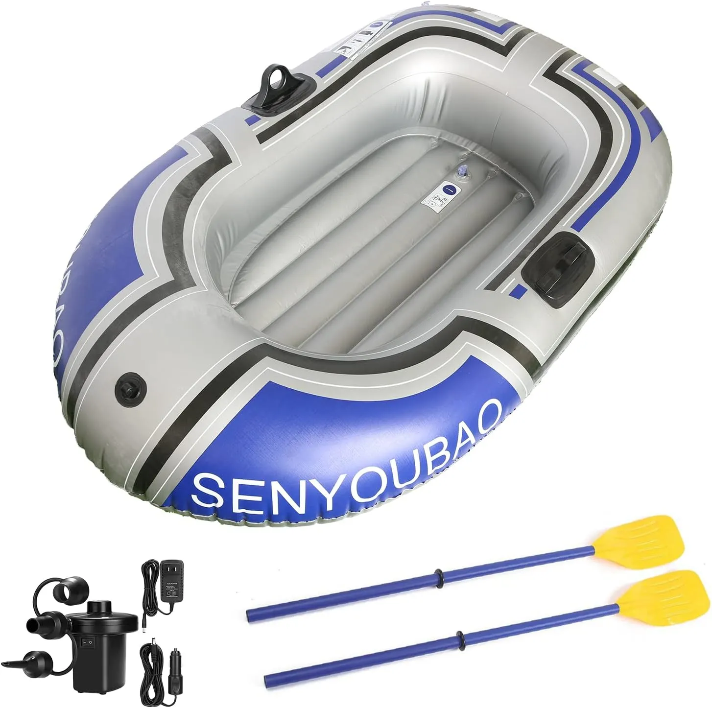 ptlsy Inflatable Boat, Swimming Pool Lake Float Raft for Adults, Portable Fishing Boat Raft for Lake with Oars Hand Pump