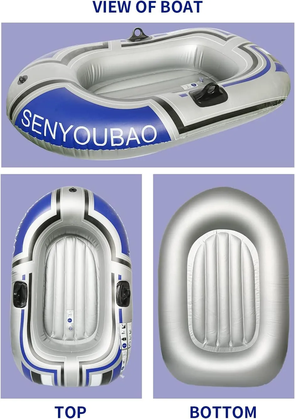 ptlsy Inflatable Boat, Swimming Pool Lake Float Raft for Adults, Portable Fishing Boat Raft for Lake with Oars Hand Pump
