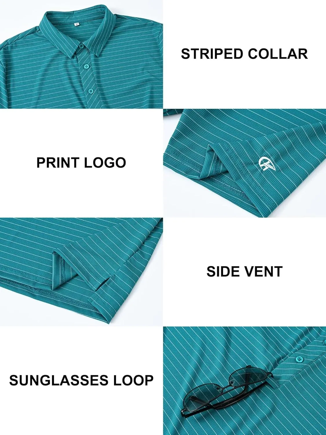 QPNGRP Golf Shirts for Men Short Sleeve Striped Casual Performance Collared Mens Polo Shirts