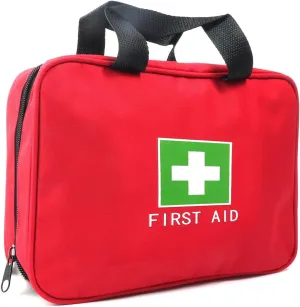 Red First Aid Bag Empty Travel Rescue Pouch Medical Bags First Responder Storage Compact Survival Medicine Emergency Bag for Car Home Office Kitchen Sporting Outdoor (Zipper MHS)