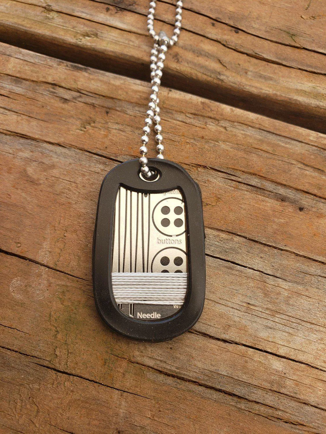 Sewing Kit Dog Tag: Survival Sewing Necklace