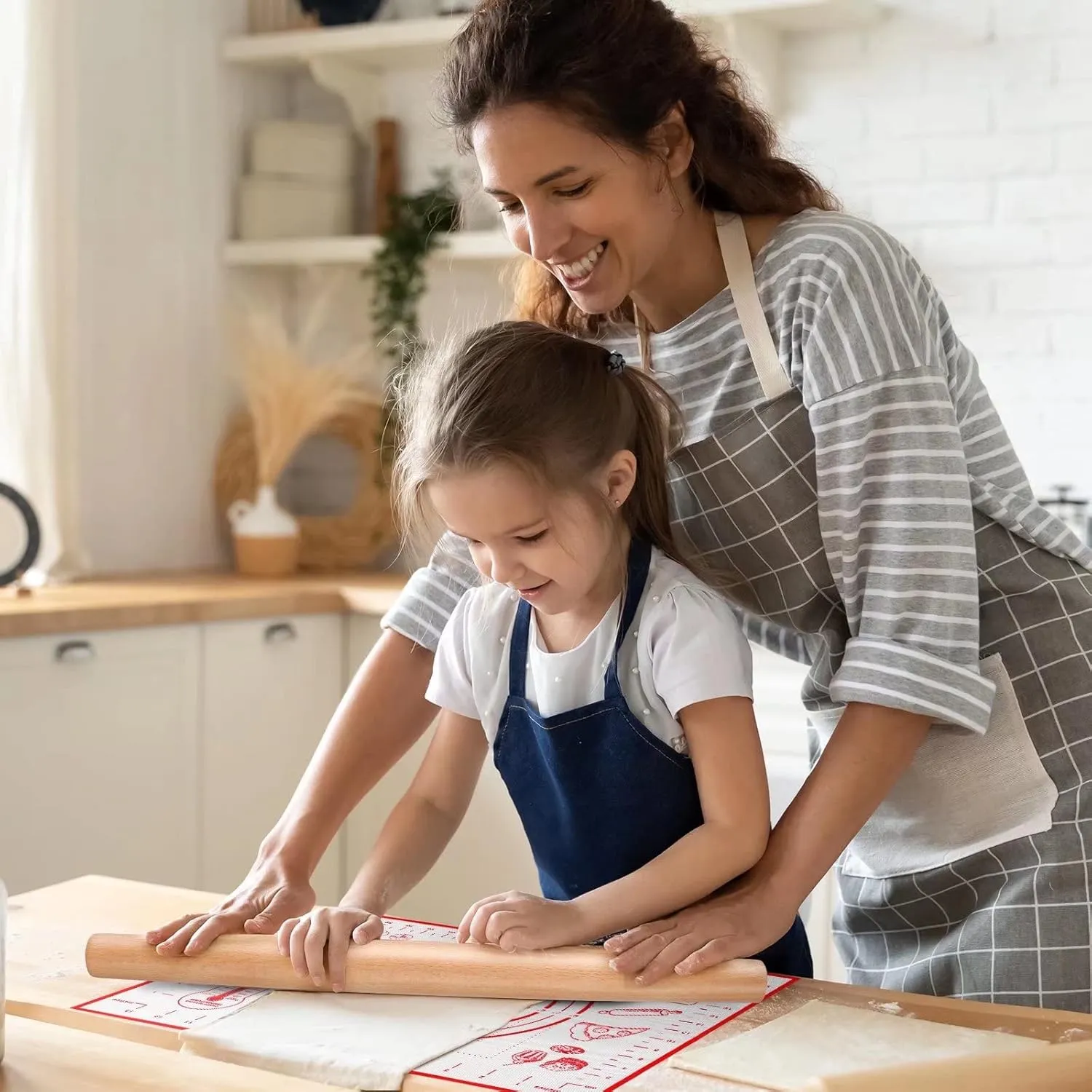 Silicone Pastry Baking Mat Dough - 16x24Inch Large Non Stick Slip Cookie Bread Rolling Mats Sheet, Kitchen Counter Kneading Cooking Board Pad Matt with Measurement for Pie Pizza Cookies Fondant Making
