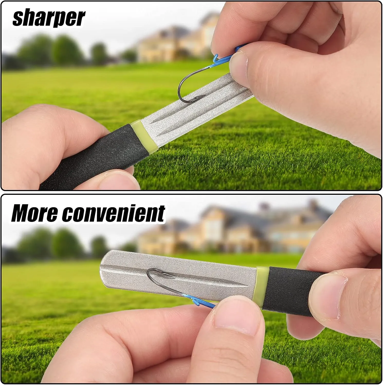 Skylety 2 Pcs Hook Sharpener Hook File for Fishing Diamond File with Handle Portable Double Sided Fine and Medium Grit for Fishing