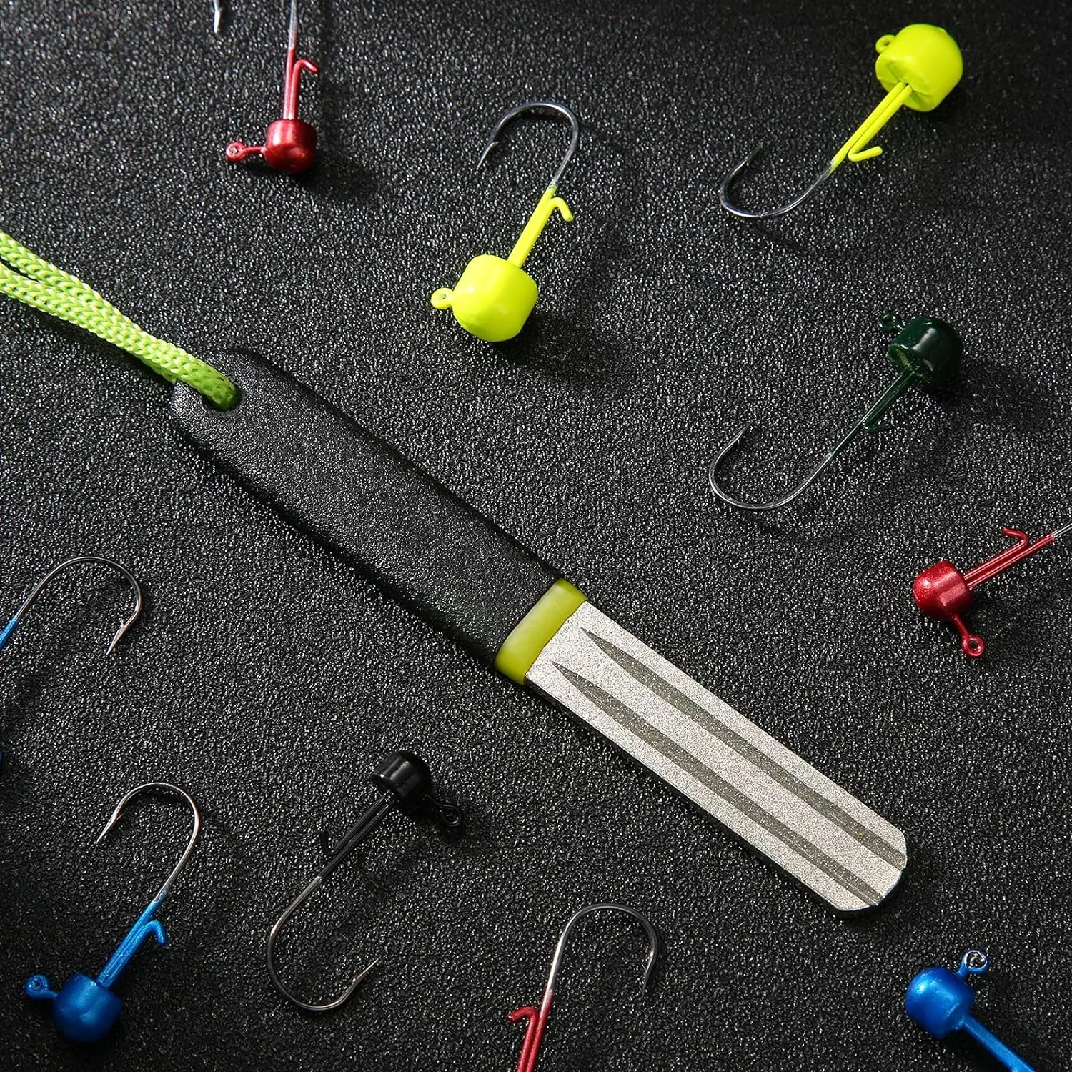 Skylety 2 Pcs Hook Sharpener Hook File for Fishing Diamond File with Handle Portable Double Sided Fine and Medium Grit for Fishing