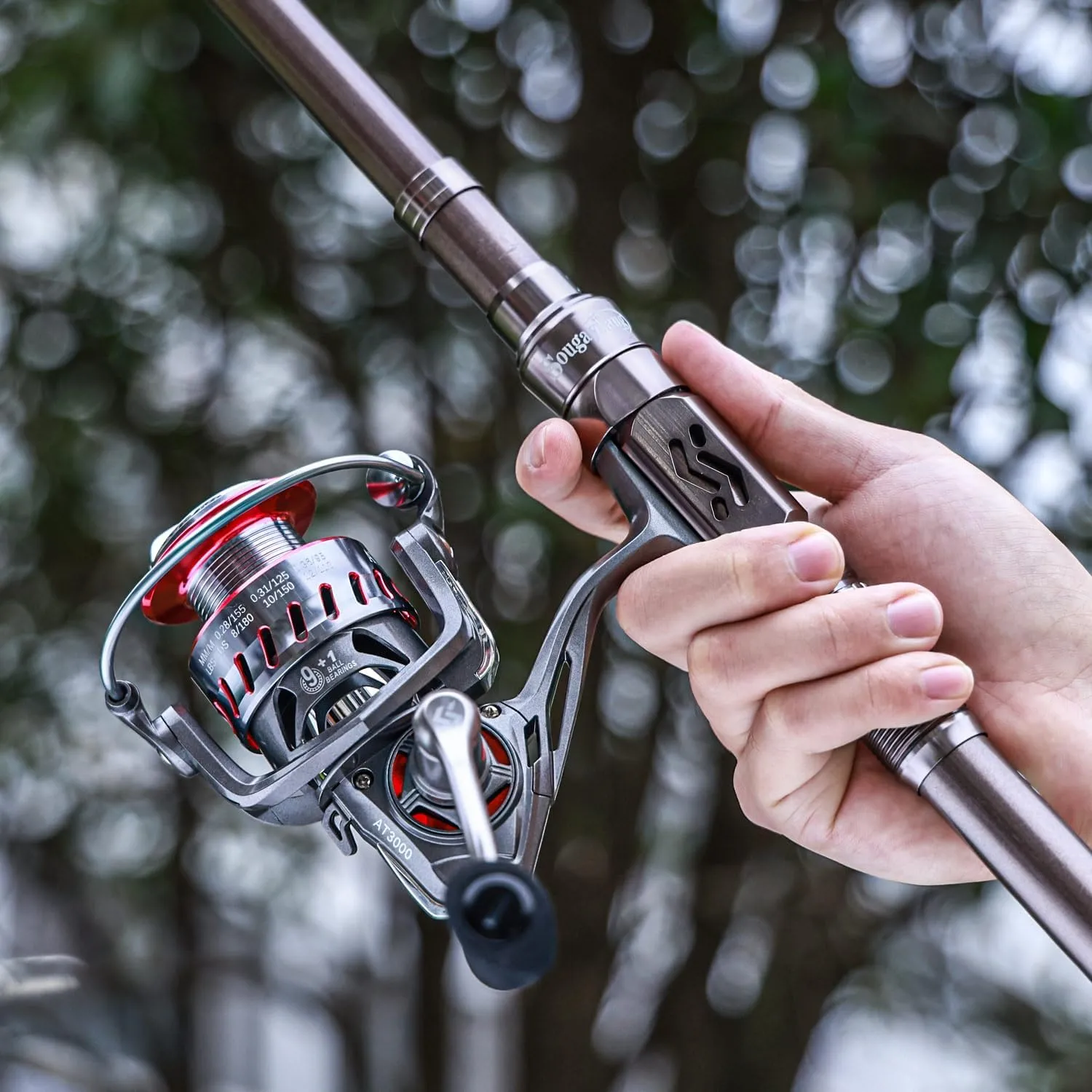 Sougayilang Fishing Rod and Reel Set Carbon Fiber Telescopic Fishing Rod 12 1BB Spinning Reel with Carry Case for Saltwater Freshwater