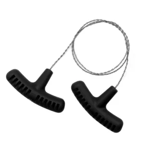 Stainless Steel Hand-pulled Wire Saw Rope Outdoor Camping Survival Equipment Saw, Color: Black 63cm