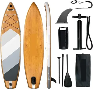 Surfboard Sup Board Touring Board Non-Slip Inflatable Stand Up Paddle Board Wood Pattern Boat Wakeboard Longboard Suits Surfing Outdoor Recreation