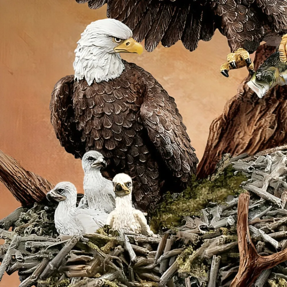 The Bradford Exchange American Bald Eagle Figurine Sculpture Protectors of The Nest Collection Handcrafted 10"-Inches