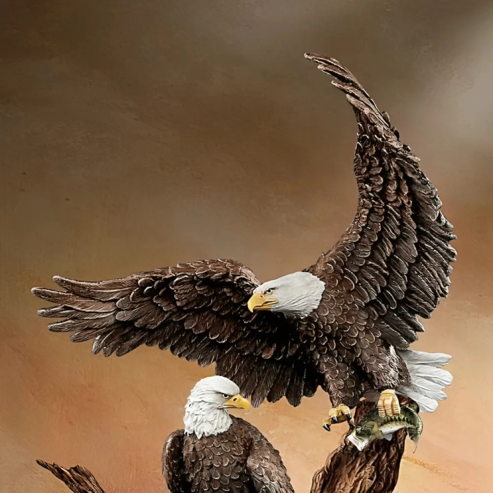 The Bradford Exchange American Bald Eagle Figurine Sculpture Protectors of The Nest Collection Handcrafted 10"-Inches