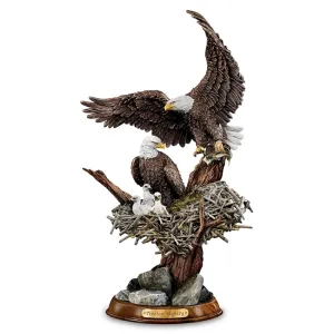 The Bradford Exchange American Bald Eagle Figurine Sculpture Protectors of The Nest Collection Handcrafted 10"-Inches