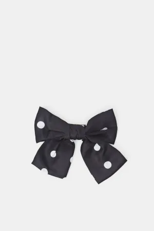 Women Black Dotted Bow Hair Clip