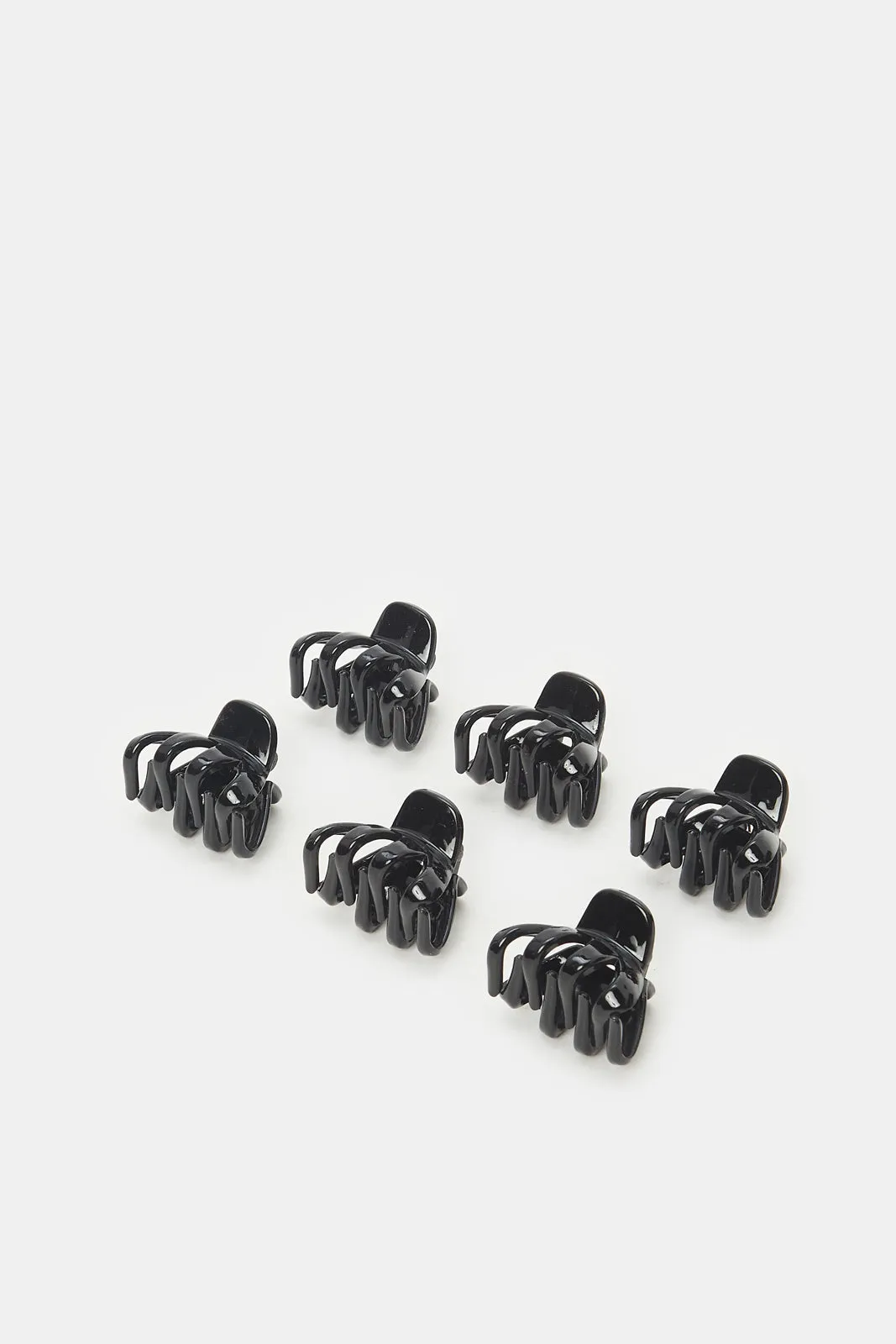 Women Black Plain Hair Clip Set (6 Piece)