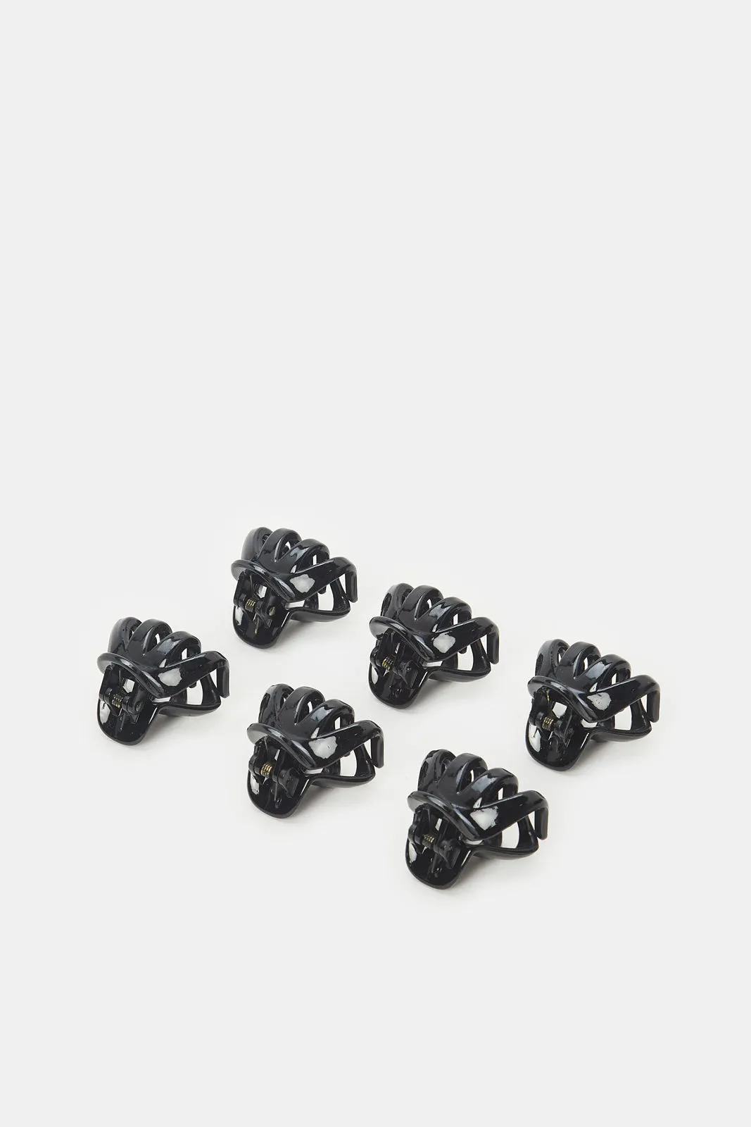 Women Black Plain Hair Clip Set (6 Piece)
