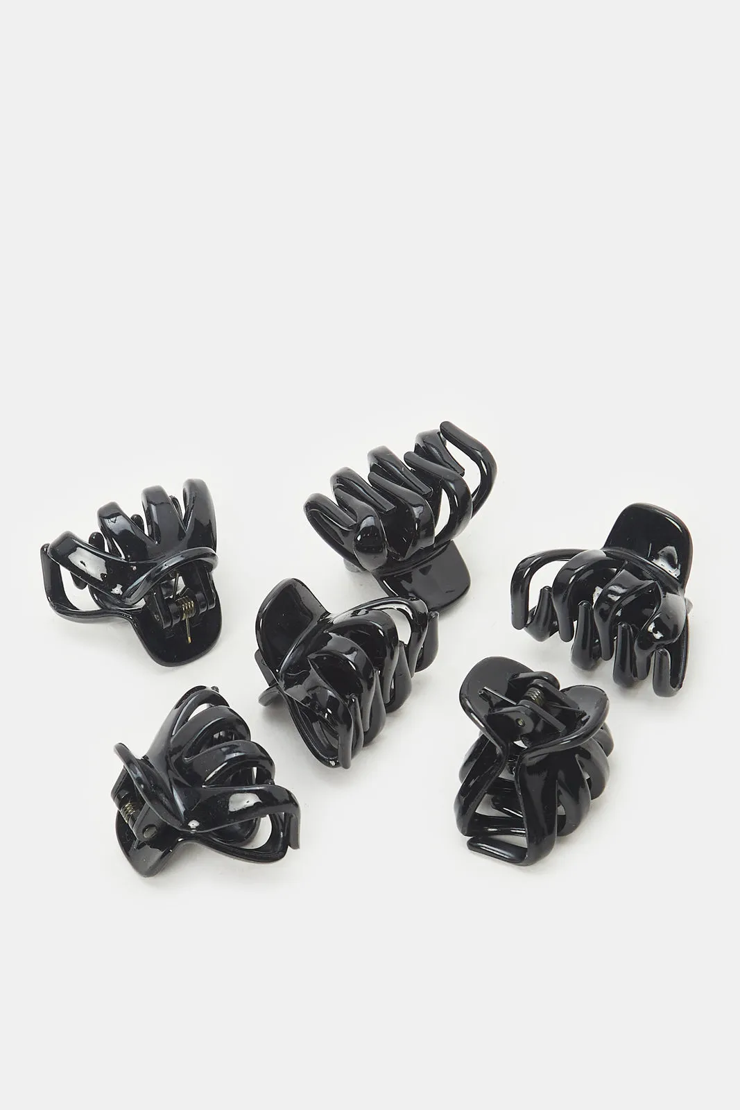 Women Black Plain Hair Clip Set (6 Piece)