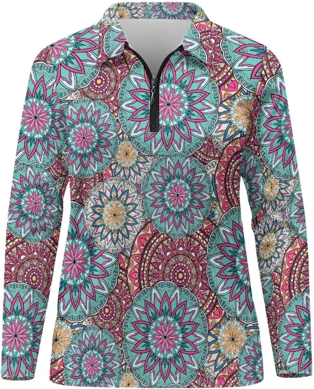 Women's Golf Polo Shirts Long Sleeve V Neck Tennis Shirt Quarter Zip Pullover Running Tops for Ladies XS-XXL