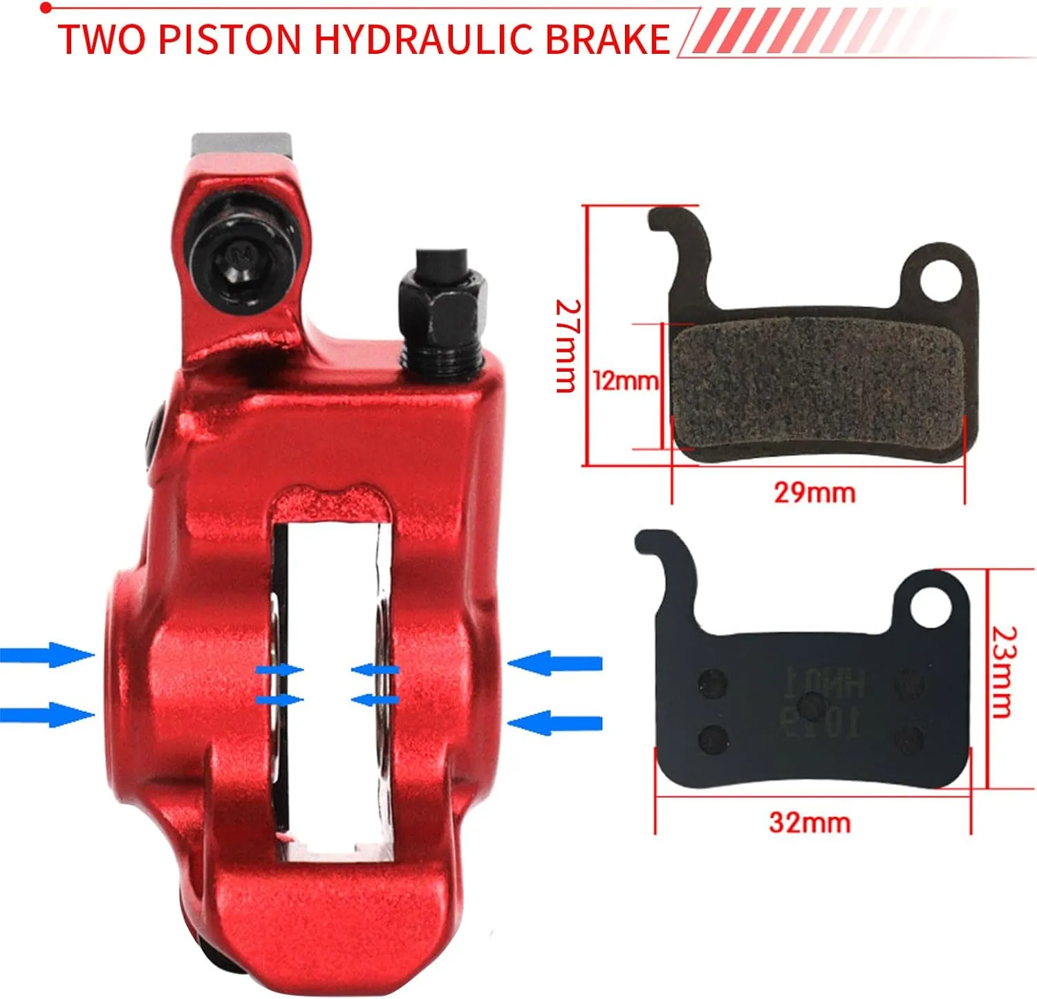 Zoom HB875 Hydraulic Disc Brakes Set, Black, Mountain Bike Right Front 800mm, Adapter Fit EBike Fat Bike Bicycle Accessories for Mountain Bike, Road Bike